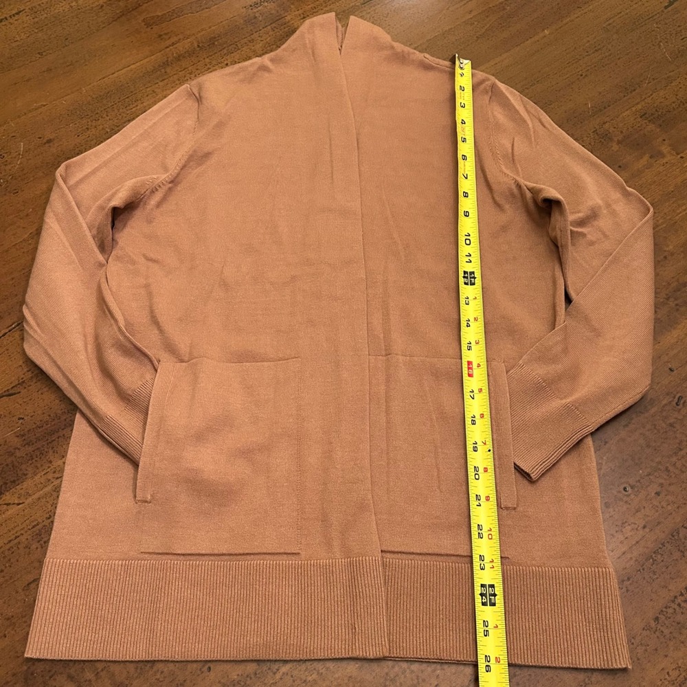 Lands End Womens Cardigan Sweater Size SP Pockets Open Front Camel Tan High Neck - Picture 3 of 10